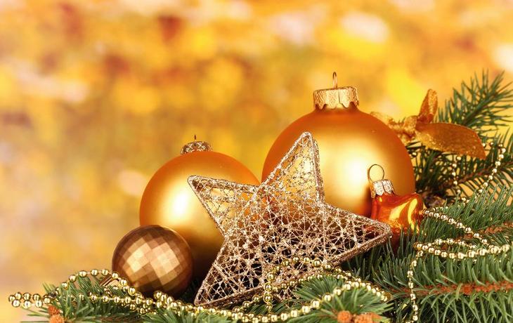 Christmas decoration on yellow background
