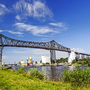 Historische Eisenbahnhochbrücke bei Rendsburg über den Nord-Ostsee-Kanal
