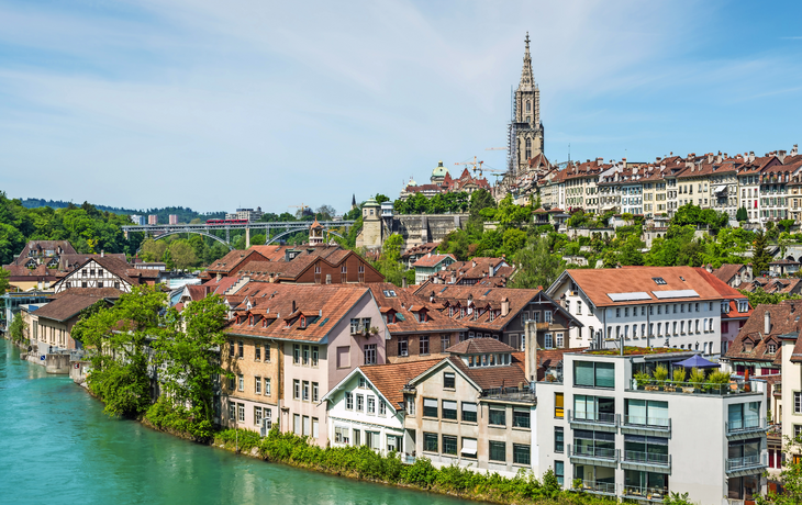 Welt Schatz Stadt. Ansicht von Bern Altstadt über der Aare - Schweiz.