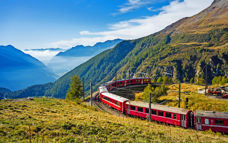 von der Alp Grüm mit dem Bernina Express