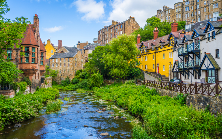 Der historische Stadtteil Dean Village in Edinburgh, Schottland