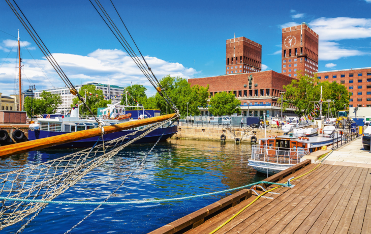 Rathaus von Oslo von Harbour,Norwegen