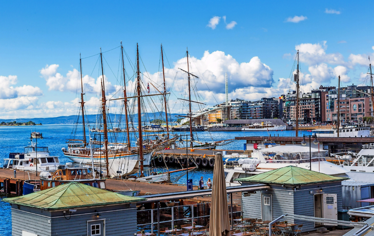 Oslo Hafen und Skyline. Norwegen